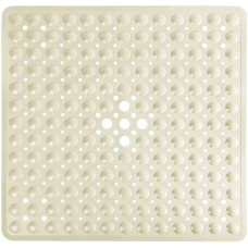 Силіконовий килимок протиковзкий Bathlux на присосках для ванни та душу, квадратний 52*53 см Бежевий
