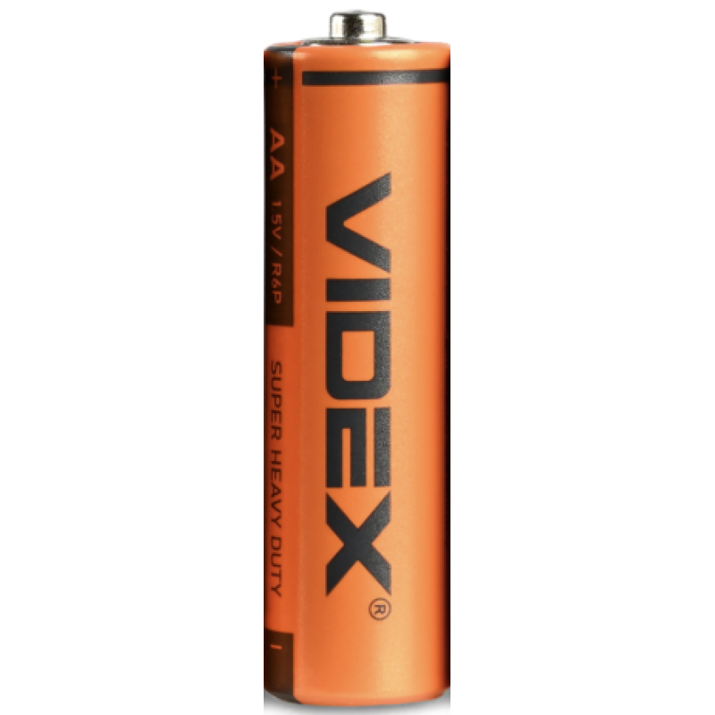 Батарейка VIDEX R6 (АА), сольова, 1 шт., НОВИЙ ДИЗАЙН