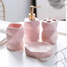 Набір аксесуарів для ванної кімнати з кераміки Bathlux, 4 предмети Рожевий