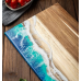 Обробна дошка для кухні з бамбука, дошка на кухню для оброблення з візерунком морської хвилі бамбукова 45 х 23 см