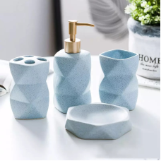 Набір аксесуарів для ванної кімнати з кераміки Bathlux, 4 предмети Блакитний