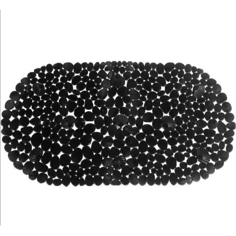 Силіконовий килимок для ванни та душу Bathlux овальної форми, нековзний, люкс якість 69 х 35 см Чорний