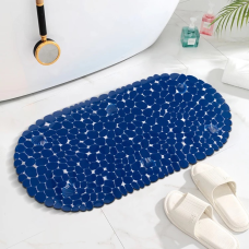 Силіконовий килимок для ванни та душу Bathlux овальної форми, нековзний, люкс якість 69 х 35 см Синій