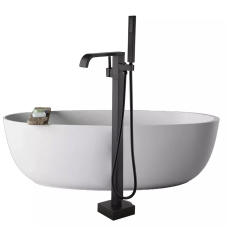 Змішувач для ванної підлоги, латунний матовий душовий гарнітур 2в1 кран і душова лійка Чорний