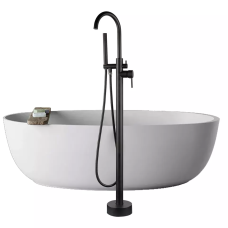 Окремий змішувач з ручною душовою лійкою та карном у ванну, матовий душовий гарнітур чорний