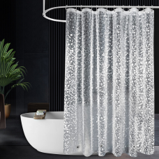 Шторка для ванної кімнати Bathlux 180 x 180 см люкс якість з водовідштовхувальним покриттям, Прозора з візерунком