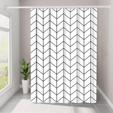 Шторка для ванної кімнати Bathlux 180 x 180 см люкс якість з водовідштовхувальним покриттям, Біла з ромбами