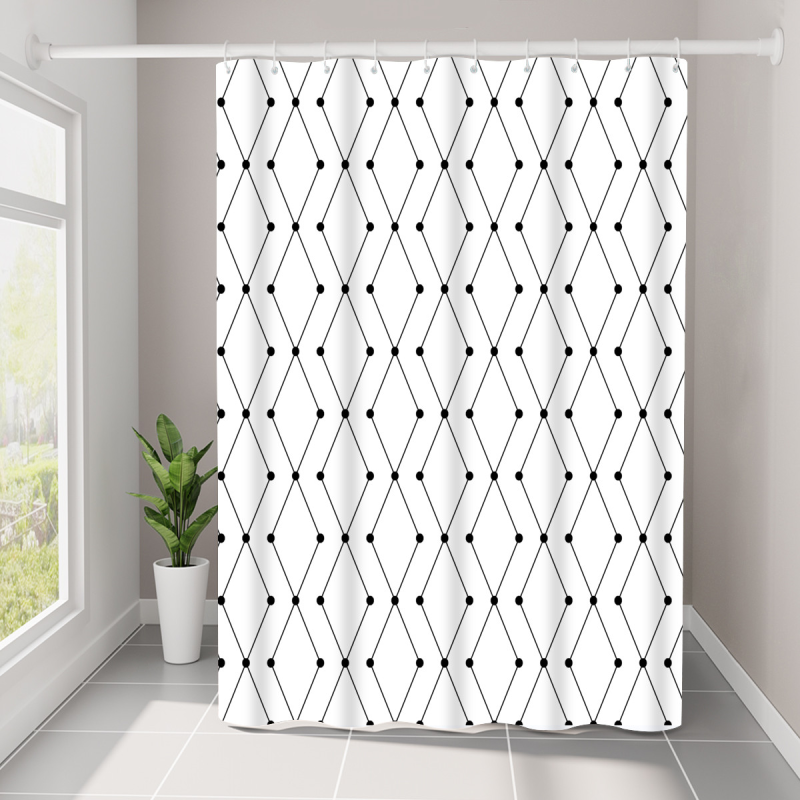 Шторка для ванної кімнати Bathlux 180 x 180 см люкс якість з водовідштовхувальним покриттям, Біла з чорним