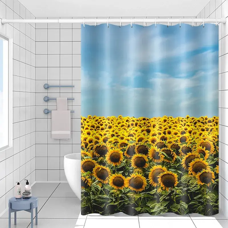 Шторка для ванни з поліестеру водонепроникна Bathlux 180x180 см з кільцями, фіранка для ванної кімнати