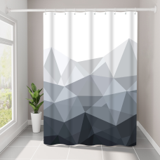 Шторка для ванної кімнати Bathlux 180 x 180 см люкс якість з водовідштовхувальним покриттям, біла з чорним принтом