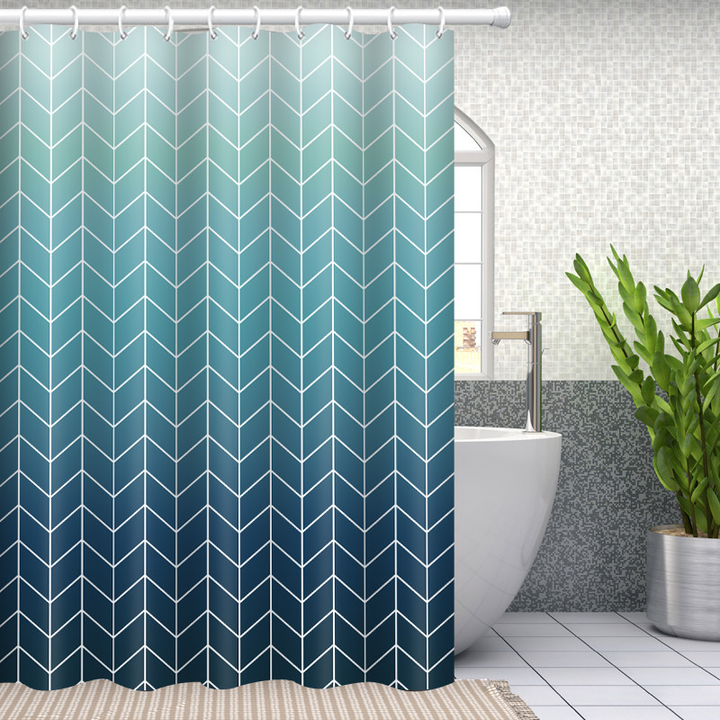 Шторка для ванної кімнати Bathlux 180 x 180 см люкс якість з водовідштовхувальним покриттям, бірюзово-синій градієнт