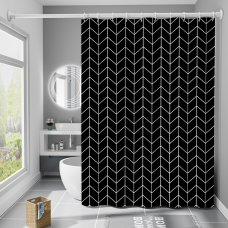 Шторка для ванної кімнати Bathlux 180 x 180 см люкс якість з водовідштовхувальним покриттям, Чорна