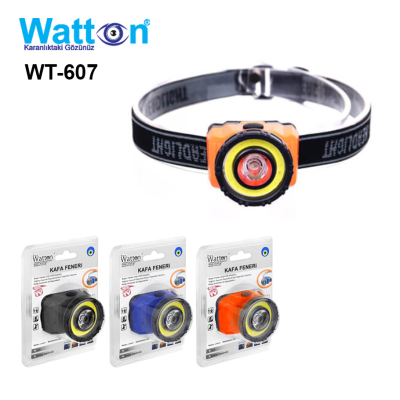 Потужний лобовий ліхтар на батарейках WATTON WT-607 дальністю 50-150 метрів з трьома режимами роботи від 3-х ААА