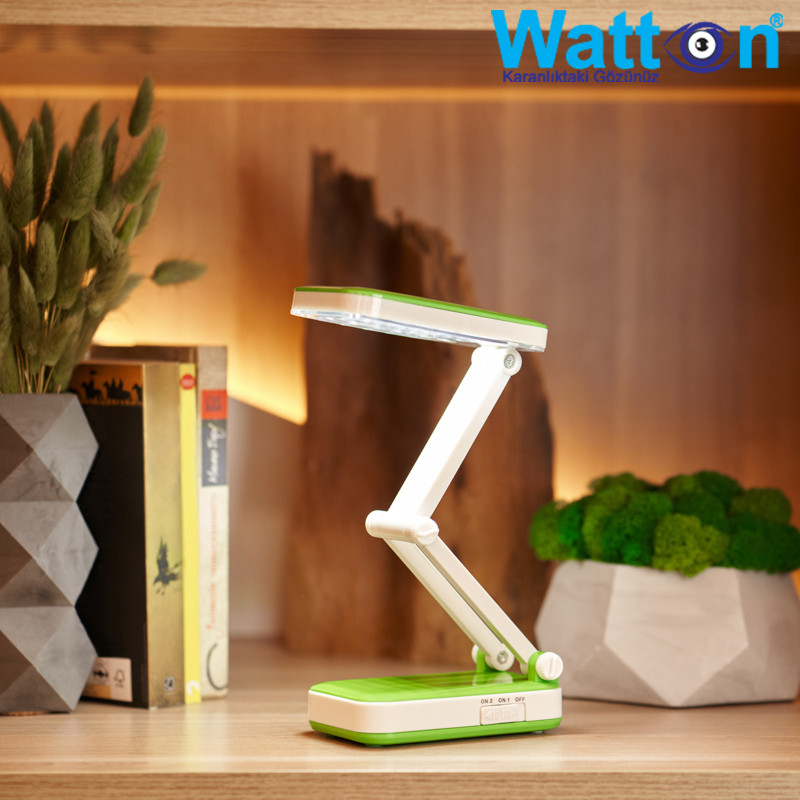 Акумуляторна настільна лампа Watton WT-006 світлодіодний світильник трансформер працює 10 годин Зелений