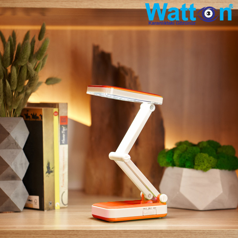 Акумуляторна настільна лампа Watton WT-006 світлодіодний світильник трансформер працює 10 годин Помаранчевий