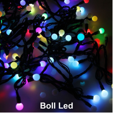 Новорічна електрична гірлянда з матовими різнокольоровими кульками 5 метрів завдовжки, 1 режим