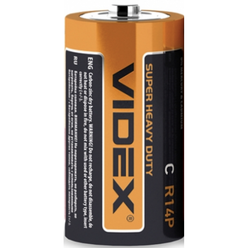 Батарейка VIDEX R14 (C), сольова, 1 шт.