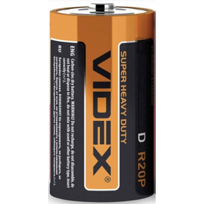 Батарейка VIDEX R20 (D), сольова, 1 шт.