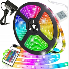 Стрічка світлодіодна багатокольорова LED RGB 3528 5 м з пультом та блоком живлення