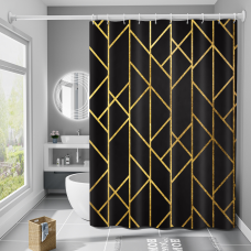 Шторка для ванни з поліестеру водонепроникна Bathlux 180x180 см з кільцями, фіранка для ванної кімнати