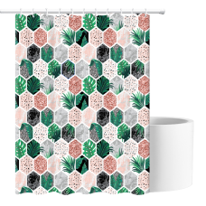 Шторка для ванни з поліестеру водонепроникна Bathlux 180x180 см з кільцями, фіранка для ванної кімнати