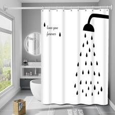 Шторка для ванни з поліестеру водонепроникна Bathlux 180x180 см з кільцями, фіранка для ванної кімнати