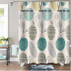 Шторка для ванни з поліестеру водонепроникна Bathlux 180x180 см з кільцями, фіранка для ванної кімнати