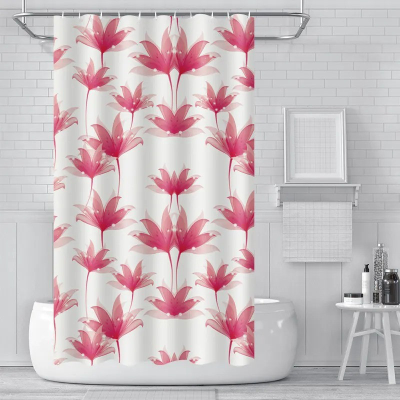 Шторка для ванни з поліестеру водонепроникна Bathlux 180x180 см з кільцями, фіранка для ванної кімнати