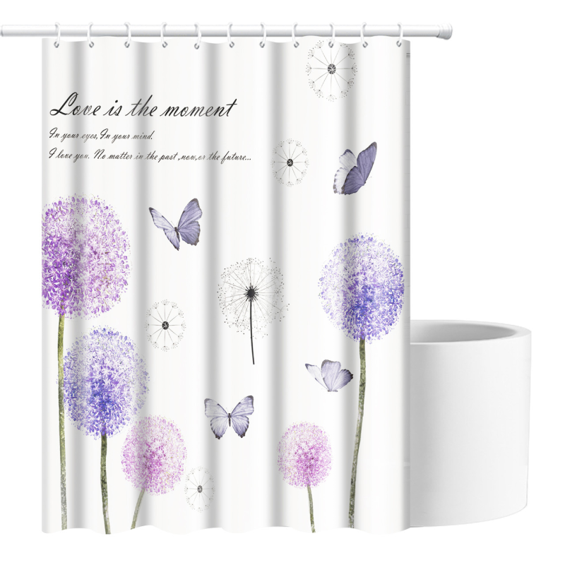 Шторка для ванни з поліестеру водонепроникна Bathlux 180x180 см з кільцями, фіранка для ванної кімнати