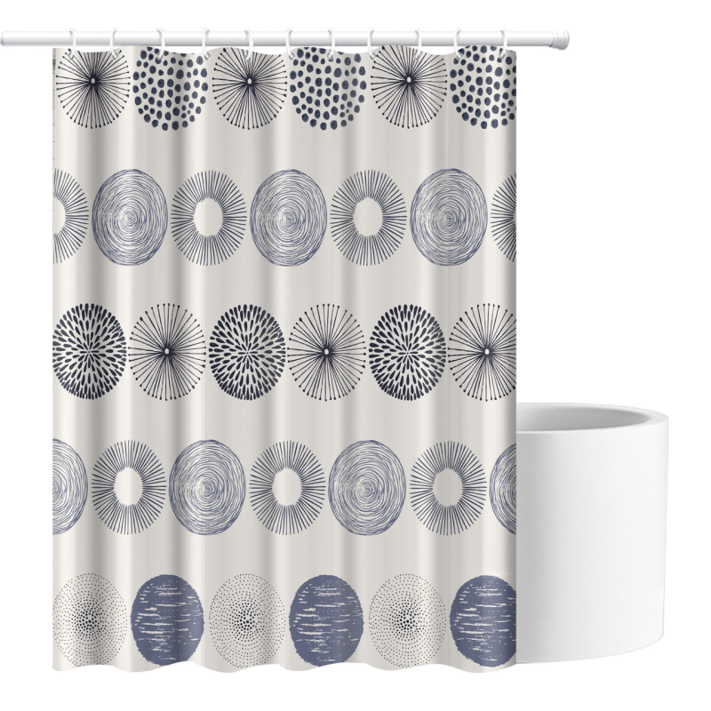 Шторка для ванни з поліестеру водонепроникна Bathlux 180x180 см з кільцями, фіранка для ванної кімнати