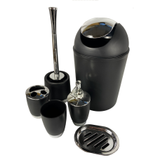 Набір якісних стильних аксесуарів для ванної кімнати з 6 предметів, Чорний