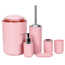 Набір якісних стильних аксесуарів для ванної кімнати Bathlux з 6 предметів, Розовий