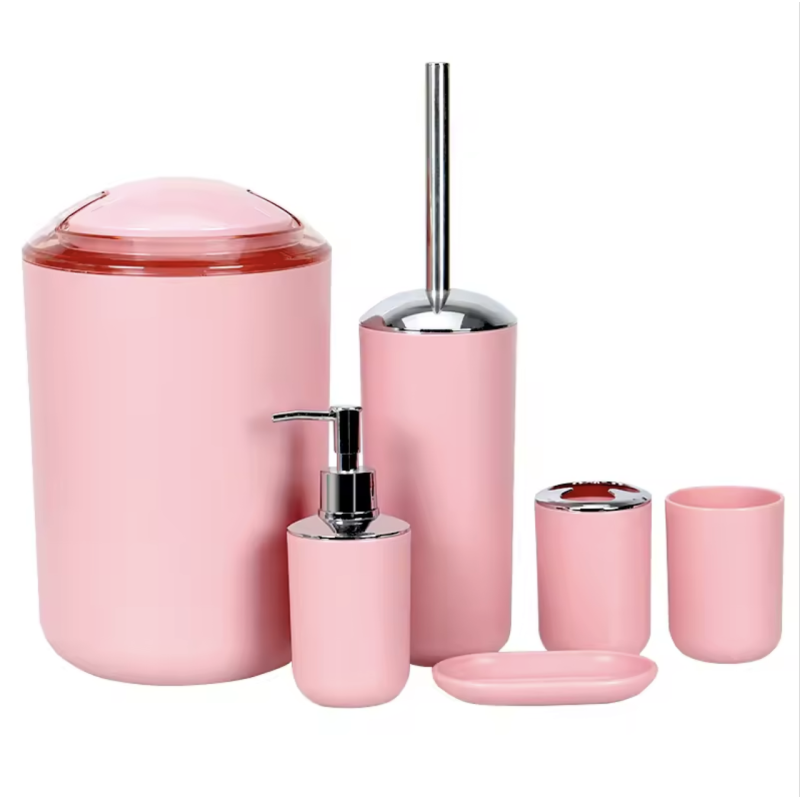 Набір якісних стильних аксесуарів для ванної кімнати Bathlux з 6 предметів, Розовий