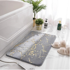 Килимок для ванної кімнати та душу ковзний Bathlux 40х60 см з мармуровим візерунком, Сірий