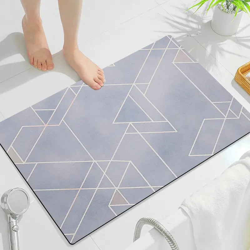 Килимок для ванної кімнати та душу з діатоміту Bathlux 50х80 см з прогумованою основою поглинаючий, Сірий