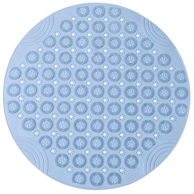 Силіконовий круглий килимок протиковзкий Bathlux на присосках для ванни та душу 55х55 см, Блакитний