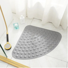 Силіконовий трикутний килимок протиковзкий Bathlux на присосках для ванни та душу 54х54 см, Сірий