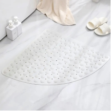 Силіконовий трикутний килимок протиковзкий Bathlux на присосках для ванни та душу 54х54 см, Білий