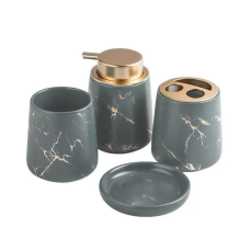 Керамічний набір аксесуарів в ванну кімнату із 4 предметів Bathlux, дизайнерський Сірий