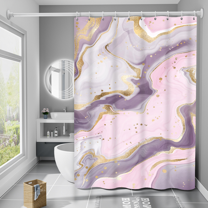 Шторка для ванни з поліестеру водонепроникна Bathlux 180x180 см з кільцями, фіранка для ванної кімнати