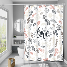 Шторка для ванни з поліестеру водонепроникна Bathlux 180x180 см з кільцями, фіранка для ванної кімнати