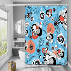 Шторка для ванни з поліестеру водонепроникна Bathlux 180x180 см з кільцями, фіранка для ванної кімнати