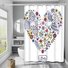 Шторка для ванни з поліестеру водонепроникна Bathlux 180x180 см з кільцями, фіранка для ванної кімнати