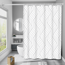 Шторка для ванни з поліестеру водонепроникна Bathlux 180x180 см з кільцями, фіранка для ванної кімнати