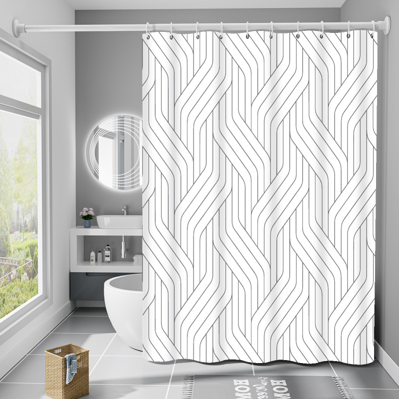 Шторка для ванни з поліестеру водонепроникна Bathlux 180x180 см з кільцями, фіранка для ванної кімнати