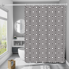 Шторка для ванни з поліестеру водонепроникна Bathlux 180x180 см з кільцями, фіранка для ванної кімнати