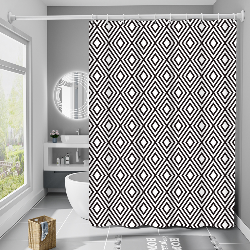 Шторка для ванни з поліестеру водонепроникна Bathlux 180x180 см з кільцями, фіранка для ванної кімнати