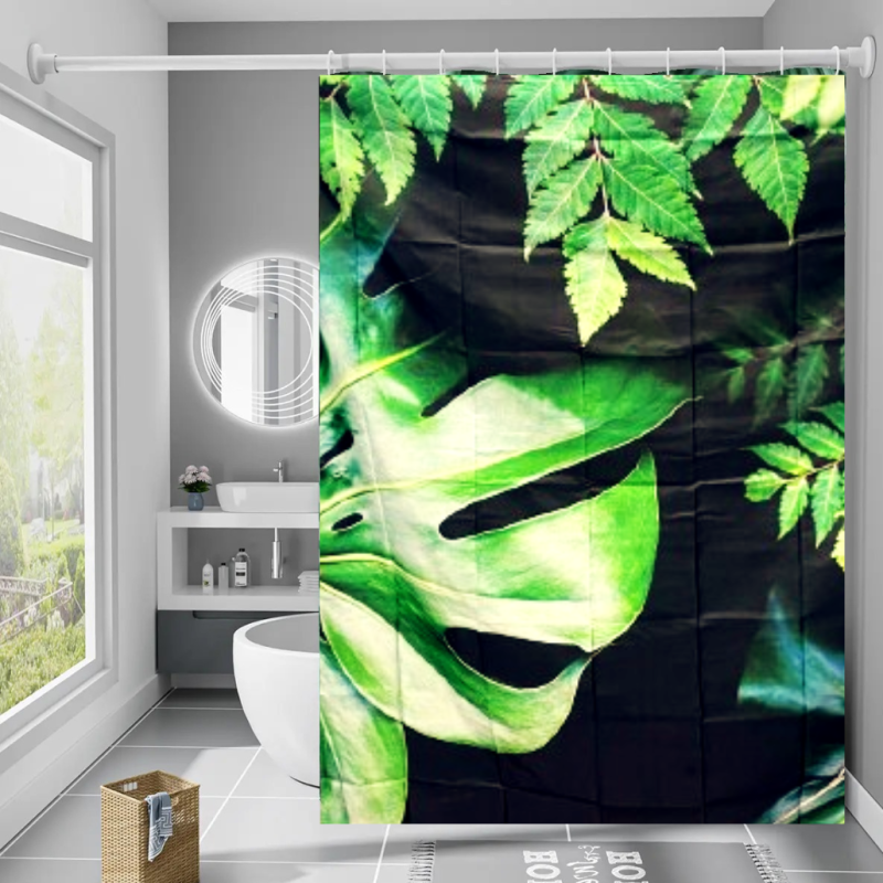 Шторка для ванни з поліестеру водонепроникна Bathlux 180x180 см з кільцями, фіранка для ванної кімнати