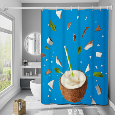 Шторка для ванни з поліестеру водонепроникна Bathlux 180x180 см з кільцями, фіранка для ванної кімнати