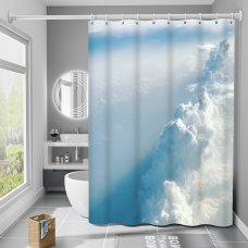 Шторка для ванни з поліестеру водонепроникна Bathlux 180x180 см з кільцями, фіранка для ванної кімнати